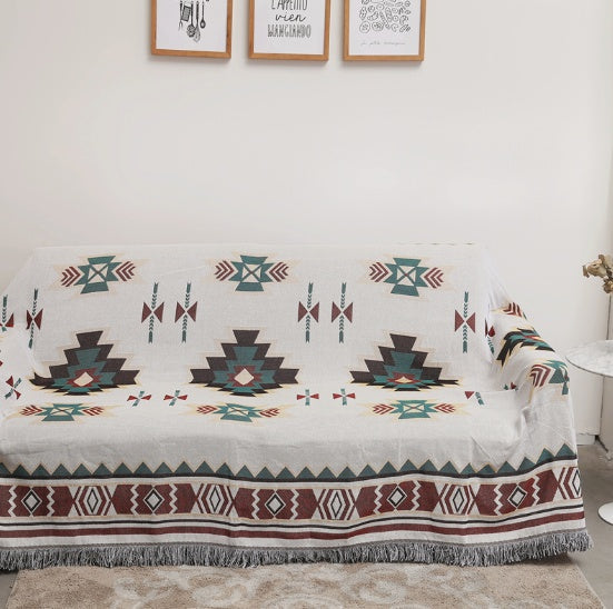 HKM-838483 Ethnic Style Sofa Towel and Carpet - Multi-Functional Cloth for Home Décor