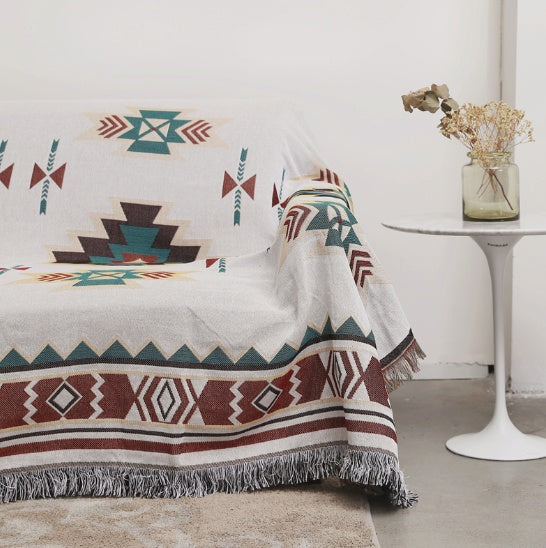 HKM-838483 Ethnic Style Sofa Towel and Carpet - Multi-Functional Cloth for Home Décor