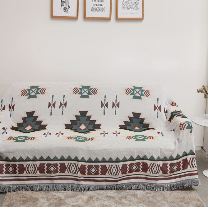 HKM-838483 Ethnic Style Sofa Towel and Carpet - Multi-Functional Cloth for Home Décor