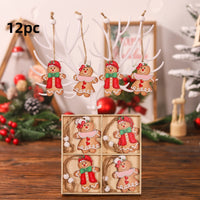 HKM-838547 Wooden Gingerbread Man Couple Pendant - Christmas Tree Decoration, American Style, 13.3cm