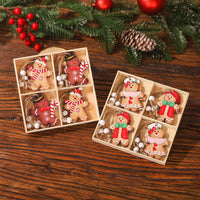 HKM-838547 Wooden Gingerbread Man Couple Pendant - Christmas Tree Decoration, American Style, 13.3cm