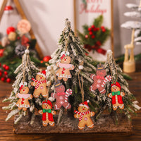 HKM-838547 Wooden Gingerbread Man Couple Pendant - Christmas Tree Decoration, American Style, 13.3cm