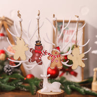 HKM-838547 Wooden Gingerbread Man Couple Pendant - Christmas Tree Decoration, American Style, 13.3cm
