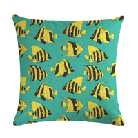 HKM-838803 Colorful Fish Design Linen Pillowcase - PP Elastic Cotton Front with Plain Cotton and Linen Back, 45cm x 45cm