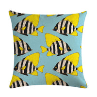 HKM-838803 Colorful Fish Design Linen Pillowcase - PP Elastic Cotton Front with Plain Cotton and Linen Back, 45cm x 45cm