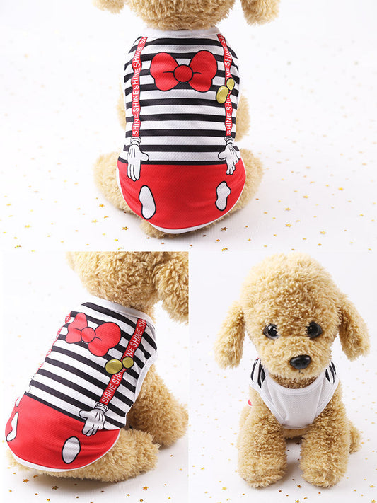 HKM-838867 Cartoon Print 100% Cotton Summer Pet Apparel in Asian Sizes