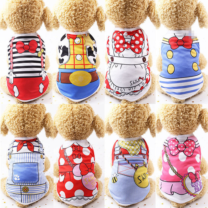 HKM-838867 Cartoon Print 100% Cotton Summer Pet Apparel in Asian Sizes