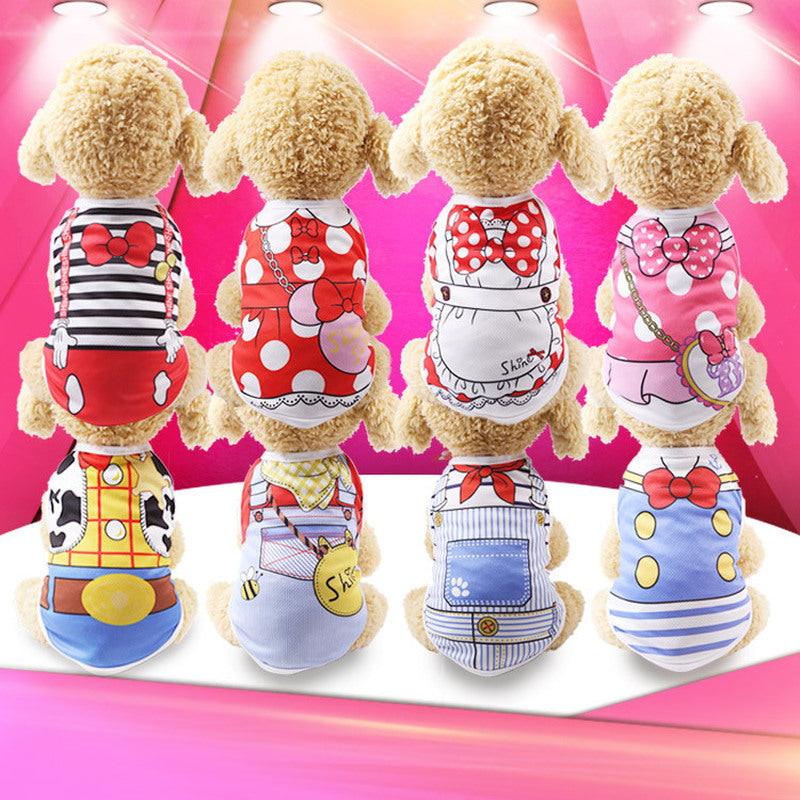 HKM-838867 Cartoon Print 100% Cotton Summer Pet Apparel in Asian Sizes