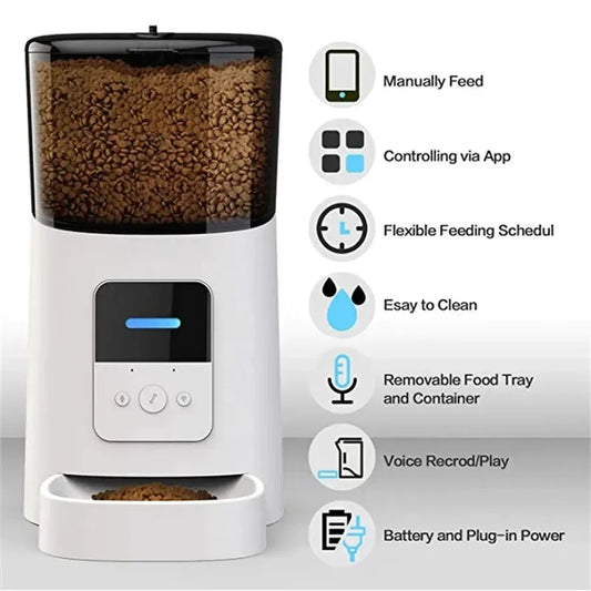 KTX-838867 Smart Automatic Pet Feeder with WiFi Control and 6L Capacity for Dogs and Cats