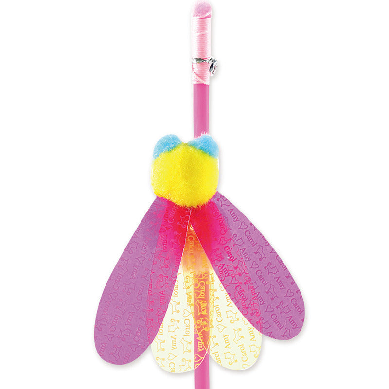 HKM-839059 Cat Ticker Stick with Feather Sequins and Plush Ball - 45 cm