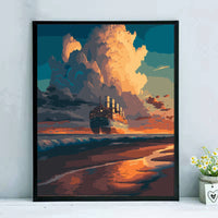 HKM-839187 Vibrant Digital Oil Painting Framed Decorative Art for Living Room & Bedroom