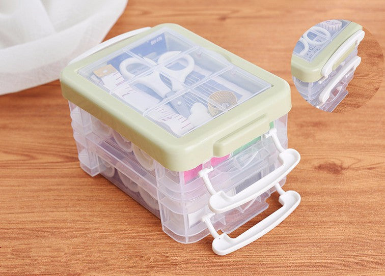 HKM-839251 Double Layer Portable Sewing Kit with Essential Tools for Easy Repairs