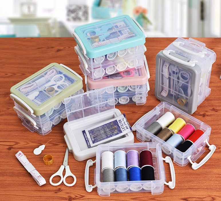 HKM-839251 Double Layer Portable Sewing Kit with Essential Tools for Easy Repairs