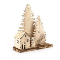 HKM-839379 Creative Wooden Christmas Ornaments in White, Warm, and Colorful Light