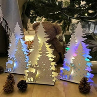HKM-839379 Creative Wooden Christmas Ornaments in White, Warm, and Colorful Light
