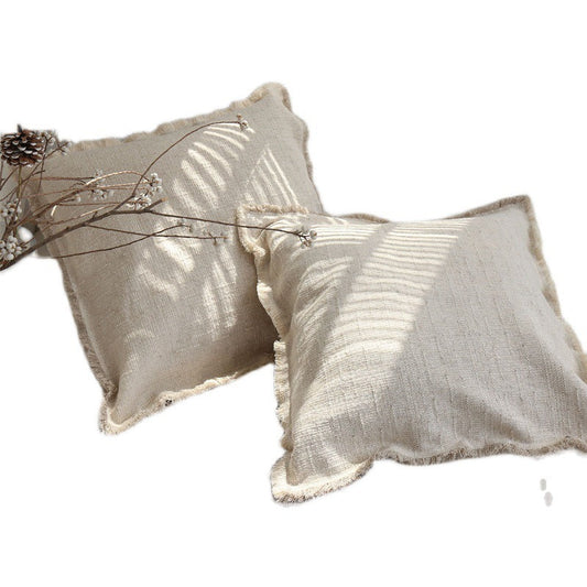 HKM-839379 Rough Texture Solid Color Pillow Cover in Light Linen - Multiple Sizes Available