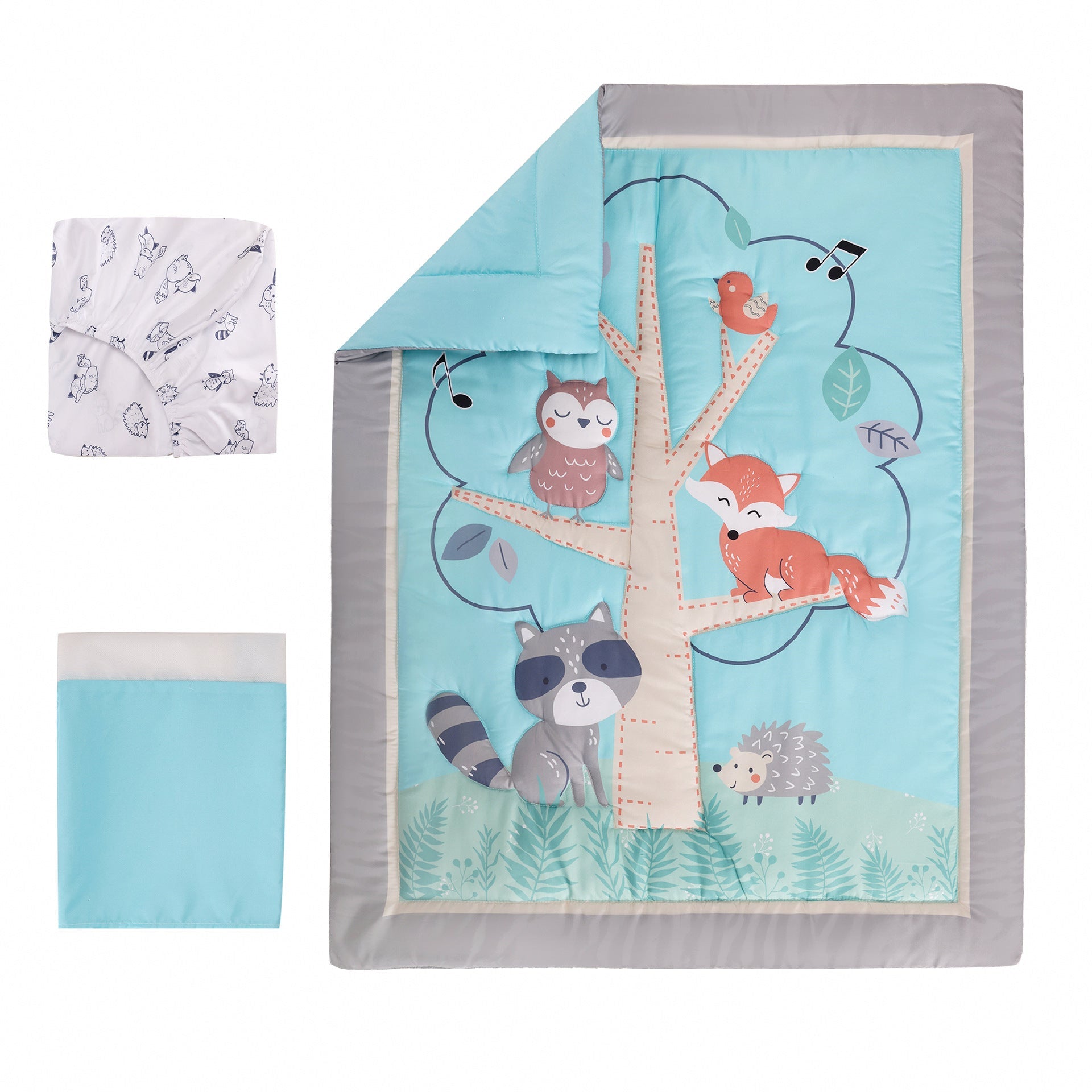 HKM-839571 Children's Fitted Sheet and Bedskirt Set for Small Beds, Digital Print Infant Bedding