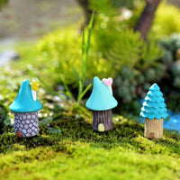 HKM-839699 Small Mushroom Micro Landscape Bonsai Ornaments - Cartoon Resin Flower Pot Decor (Set of 3)
