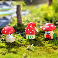 HKM-839699 Small Mushroom Micro Landscape Bonsai Ornaments - Cartoon Resin Flower Pot Decor (Set of 3)
