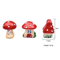 HKM-839699 Small Mushroom Micro Landscape Bonsai Ornaments - Cartoon Resin Flower Pot Decor (Set of 3)