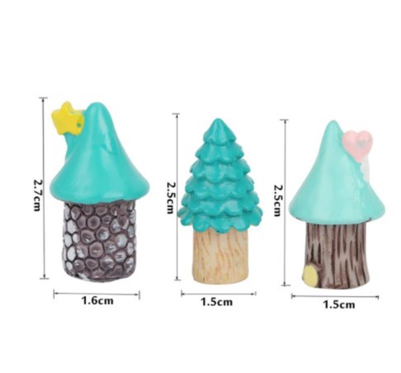 HKM-839699 Small Mushroom Micro Landscape Bonsai Ornaments - Cartoon Resin Flower Pot Decor (Set of 3)