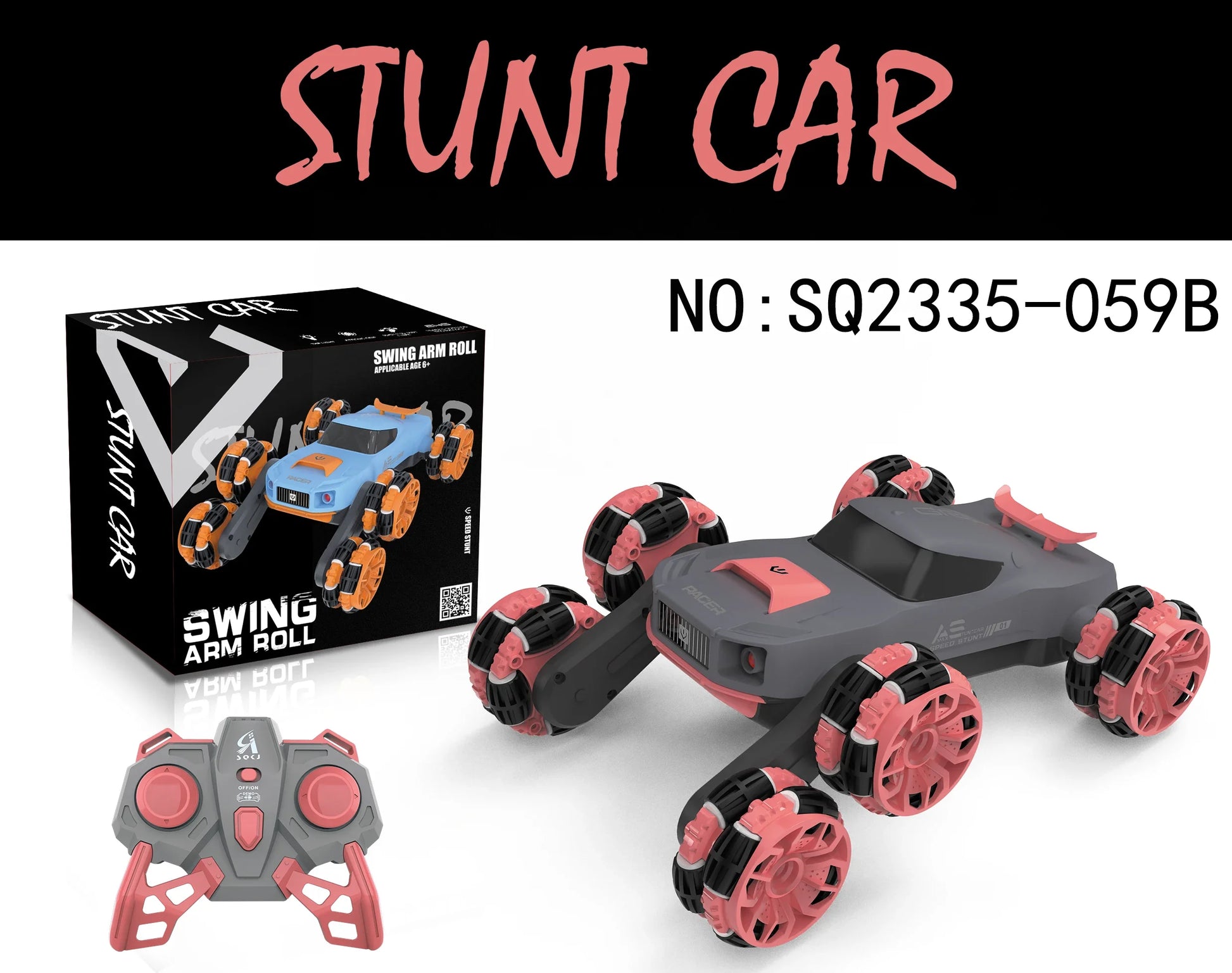HKM-839827 6WD Swing Arm Electric RC Stunt Car - Remote Control Drift Vehicle for Ages 5 and Up