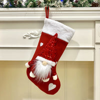 HKM-840019 Christmas Sequins Faceless Doll Pendant Gift Bag - 47cm Length, Cloth Material