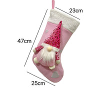 HKM-840019 Christmas Sequins Faceless Doll Pendant Gift Bag - 47cm Length, Cloth Material