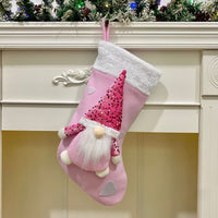 HKM-840019 Christmas Sequins Faceless Doll Pendant Gift Bag - 47cm Length, Cloth Material