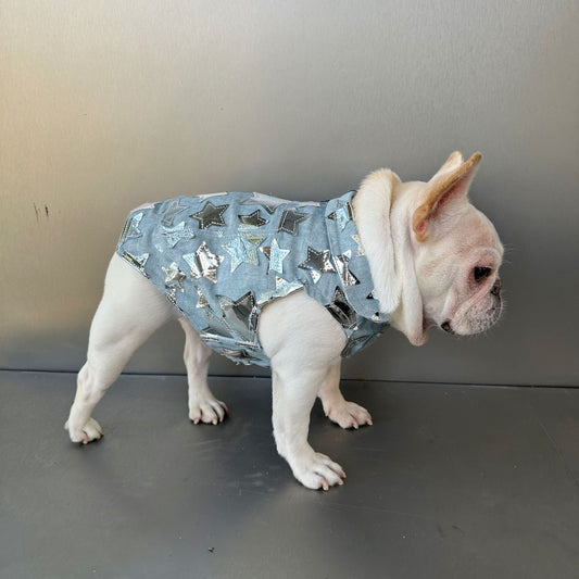 HKM-840147 Light Blue Denim Vest Jacket for Cats and Dogs in Various Sizes