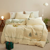 HKM-840211 Winter Milk Fiber Princess Style Bedding Set - 3 or 4 Piece for Various Bed Sizes