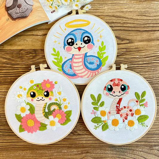 KTX-840403 Cute Cartoon Snakes Art for Kids - Cotton Cloth Living Room Wall Hanging Decor