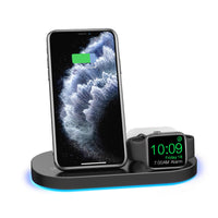 HKM-840467 15W 3-in-1 Wireless Charger with Folding Stand for Mobile Phones, Smartwatches, and Headphones - Black/White