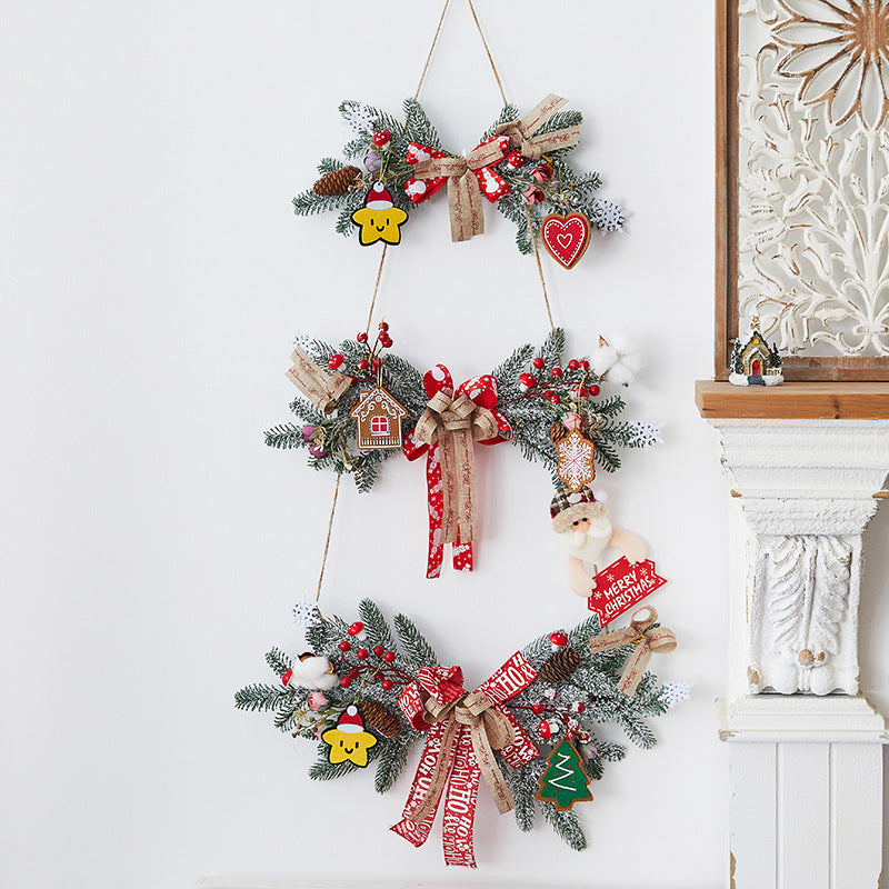 HKM-840531 Creative Christmas Bowknot Garland with Snowflake and Tree-shaped Pendants