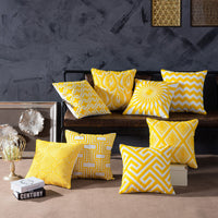 HKM-840531 Modern Cotton Striped Embroidered Pillow Cushion - 45x45cm