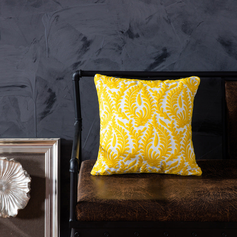 HKM-840531 Modern Cotton Striped Embroidered Pillow Cushion - 45x45cm