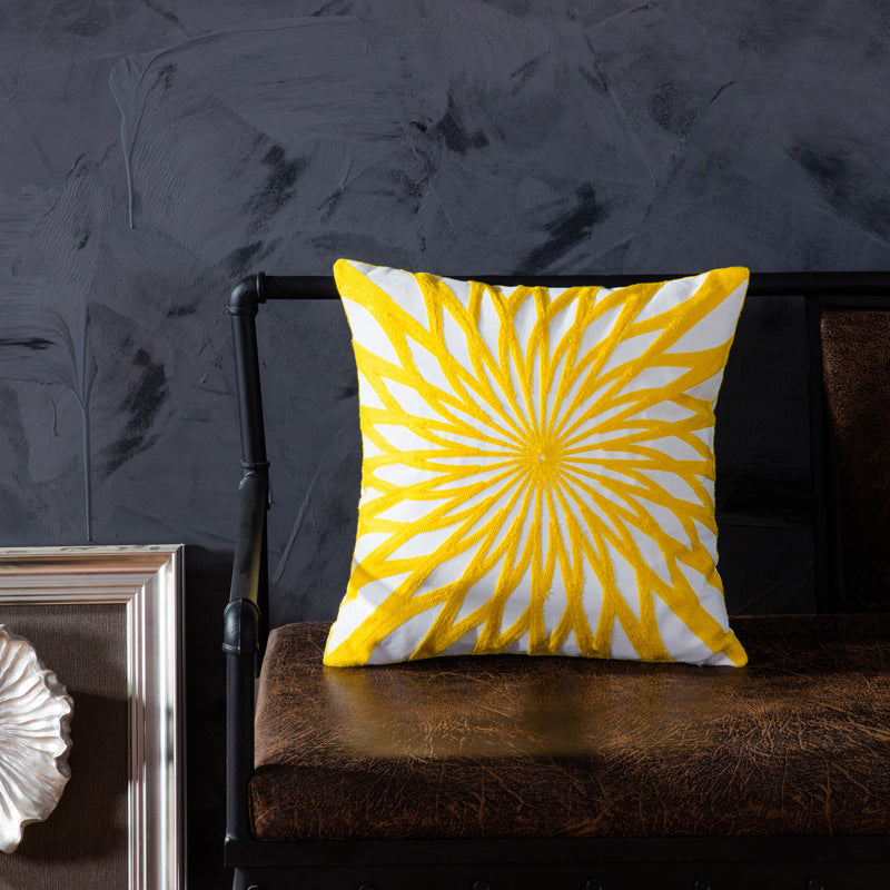 HKM-840531 Modern Cotton Striped Embroidered Pillow Cushion - 45x45cm