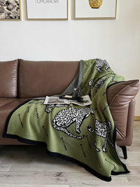 HKM-840723 Green Knitted Fabric Nap Blanket - 100% Acrylic Fiber in Multiple Sizes