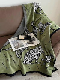 HKM-840723 Green Knitted Fabric Nap Blanket - 100% Acrylic Fiber in Multiple Sizes