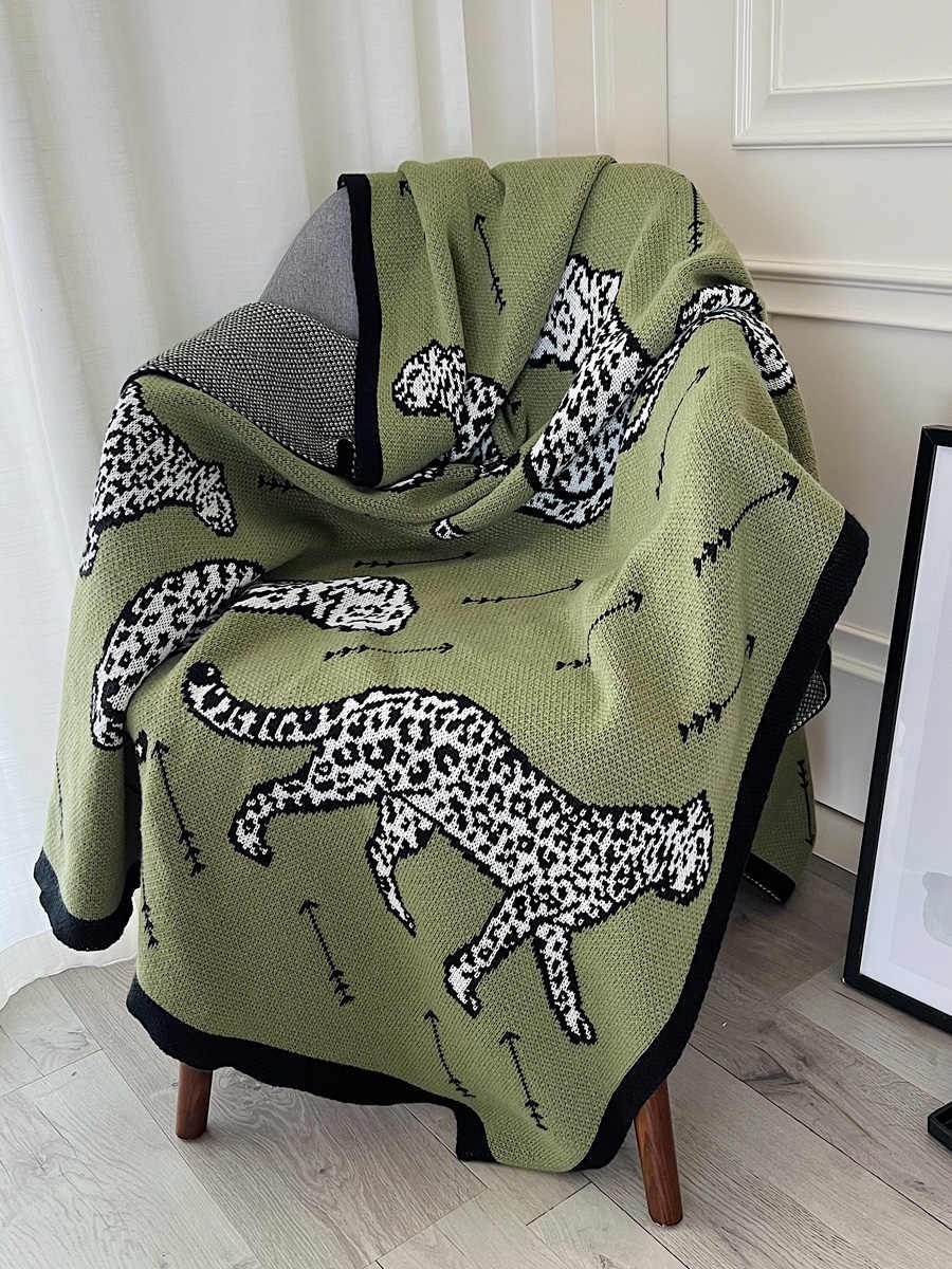 HKM-840723 Green Knitted Fabric Nap Blanket - 100% Acrylic Fiber in Multiple Sizes