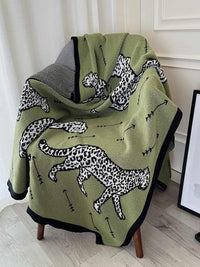HKM-840723 Green Knitted Fabric Nap Blanket - 100% Acrylic Fiber in Multiple Sizes
