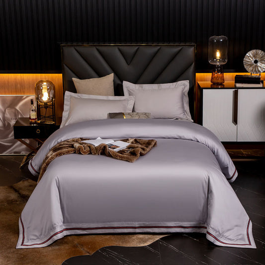 HKM-840723 Long-Staple Cotton Satin Bedding Fabric with Right-Angle Embroidery - Pure Cotton, Solid Color
