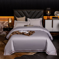 HKM-840723 Long-Staple Cotton Satin Bedding Fabric with Right-Angle Embroidery - Pure Cotton, Solid Color