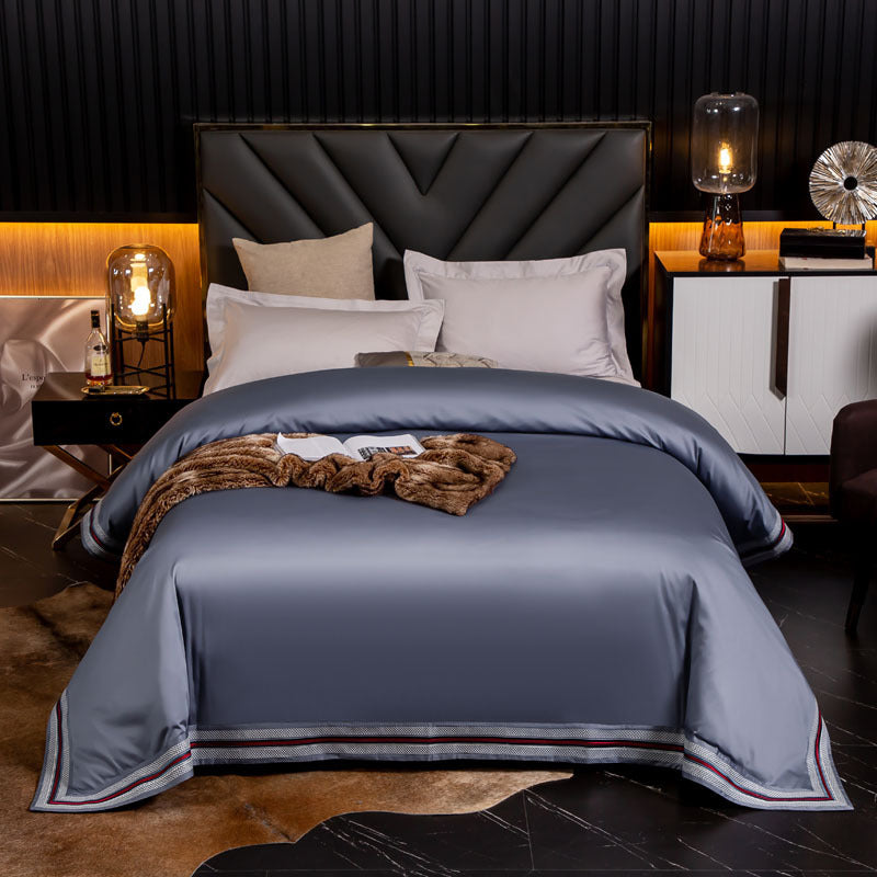 HKM-840723 Long-Staple Cotton Satin Bedding Fabric with Right-Angle Embroidery - Pure Cotton, Solid Color