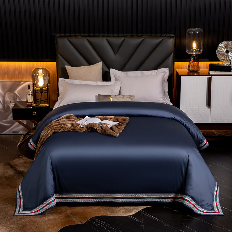 HKM-840723 Long-Staple Cotton Satin Bedding Fabric with Right-Angle Embroidery - Pure Cotton, Solid Color