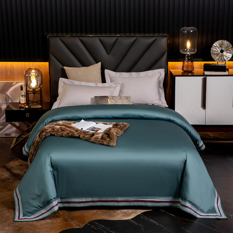 HKM-840723 Long-Staple Cotton Satin Bedding Fabric with Right-Angle Embroidery - Pure Cotton, Solid Color