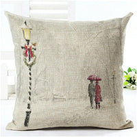 HKM-840787 Santa Claus European Classical Pillowcase Cushion Cover - Linen, 45x45cm, Holiday Decor for Living Room, Bedroom, Dining Room