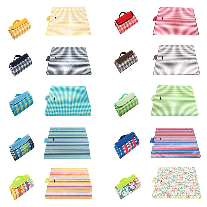 KTX-840915 Outdoor Eco-Friendly Waterproof Picnic Blanket with Leather Strap - Portable Recycled Oxford Mat for Camping and Beach