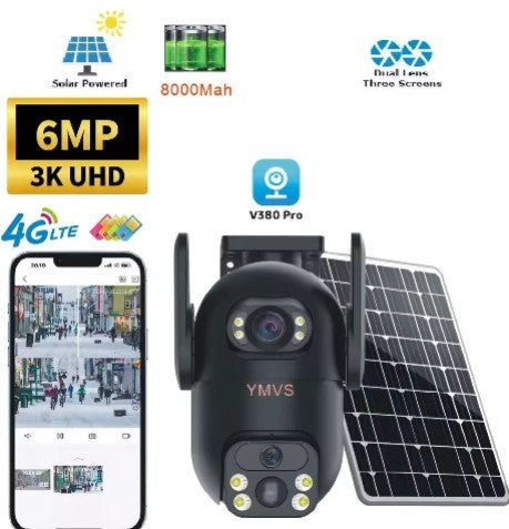 HKM-840915 SolarGuard 3K PTZ Security Camera – Dual-Lens Solar-Powered HD Surveillance with 4G LTE Connectivity