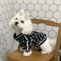 HKM-841235 Autumn and Winter Zip-Up Teddy Jacket for Pets in Black and White